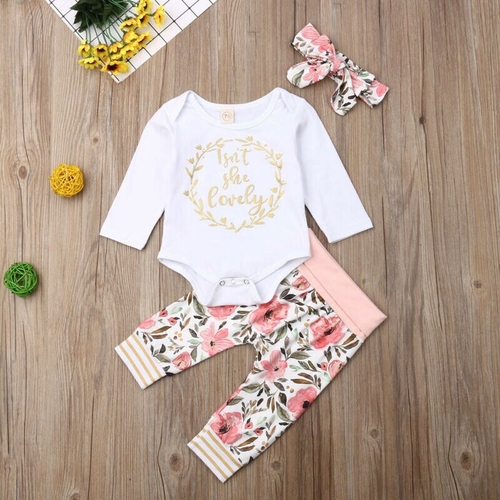 US 3Pcs Stock Newborn Baby Girls Tops Romper