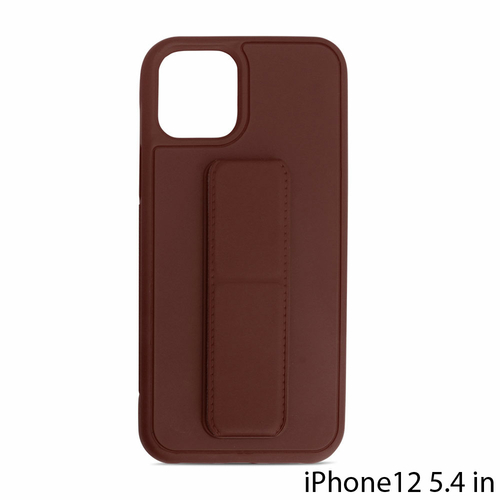 PU Leather Hand Grip Kickstand Case with Metal Plate for iPhone 12