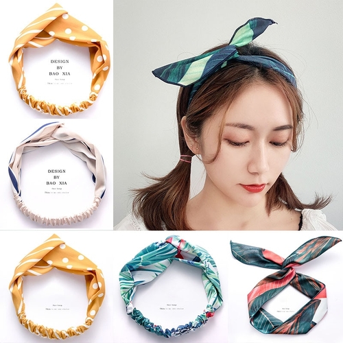 2019 New Women Girls Elegant Print Cross Knot Soft