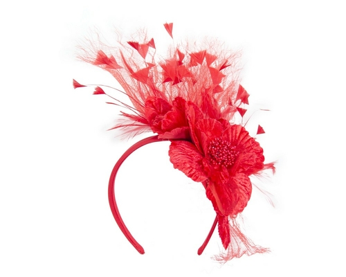 Red designers flower fascinator