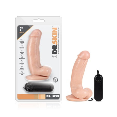 Blush Dr. Skin Dr. Spin Realistic 7 in. Gyrating and Vibrating Dildo