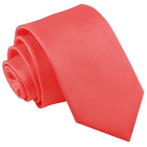 Solid Check Slim Tie - Coral
