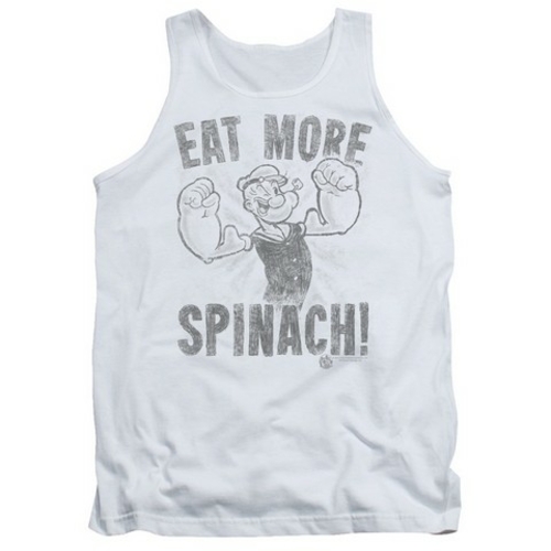 Trevco Popeye-Eat More Spinach Adult Tank Top, White - Small