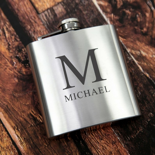 Personalised Hip Flask Stainless Steel Box Set Birthday Dad Brother