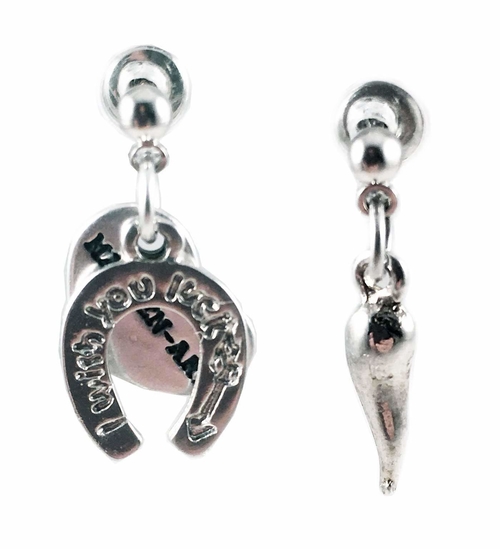 Horseshoe and lucky horn Earrings. Perfect for parties, summer time