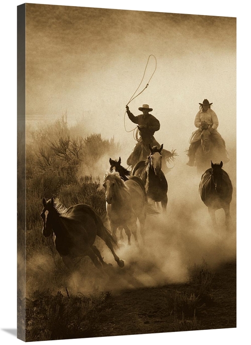 Global Gallery GCS-453705-2436-142 24 x 36 in. Horses Herded by Cowboy