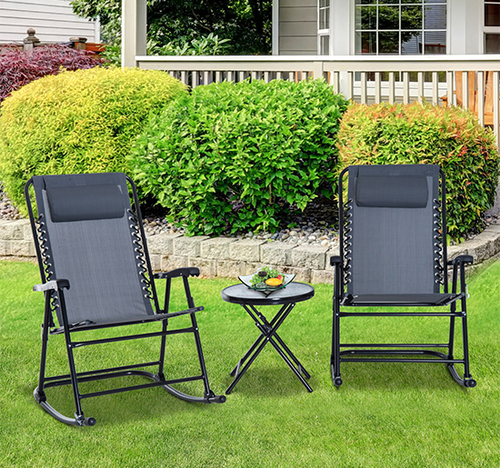 Outsunny Outdoor Rocking Chair Patio Table Seating Set Rocker Bistro