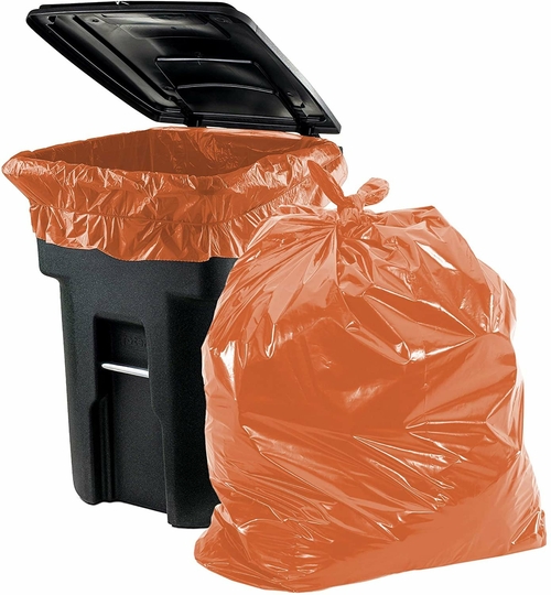Pack of 100 Heavy Duty Can Liners 43 x 47. Low Density Orange Trash