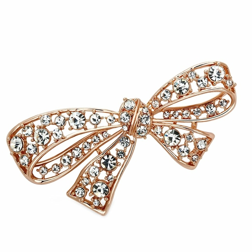 Women Flash Rose Gold White Metal Brooches with Top Grade Crystal in C