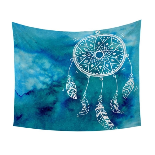 Watercolor Dreamcatcher Tapestry Blue Wall Hanging