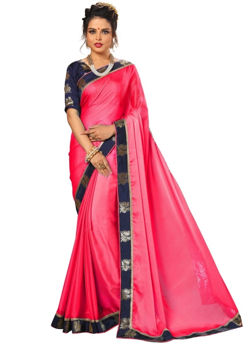 Pink Color Chiffon Saree with Blouse