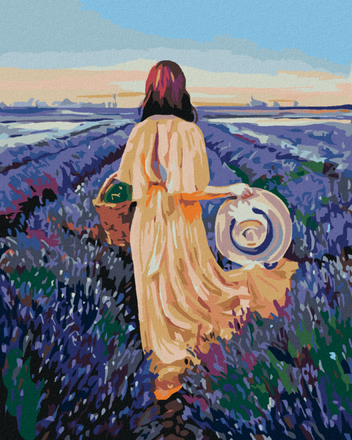Paint by Numbers - WOMAN WITH A BASKET AND A LAVENDER FIELD