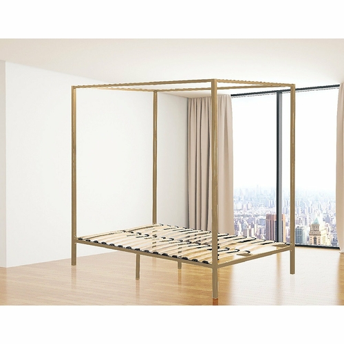 4 Four Poster Queen Bed Frame - Gold