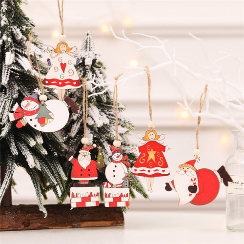 1/2/3pcs Creative Wood Xmas Tree Hanging Pendants