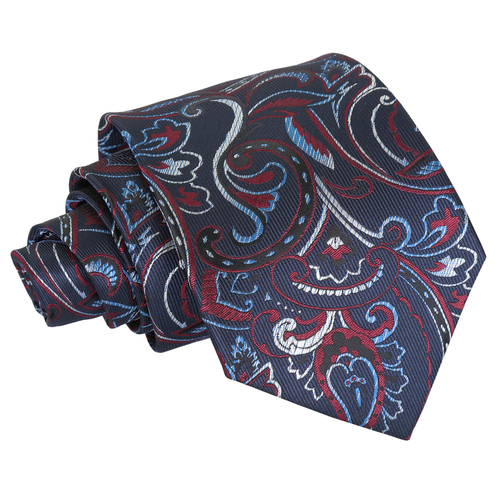 Cypress Paisley Classic Tie - Navy & Burgundy