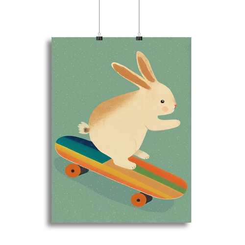Bunny On Skateboard Canvas Print or Poster