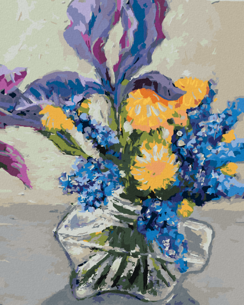 Paint by Numbers - IRISES AND DANDELIONS IN A VASE