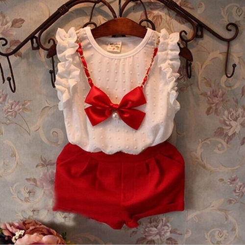 New  Baby Girls Toddler 3 Pcs Set Chiffon Tops