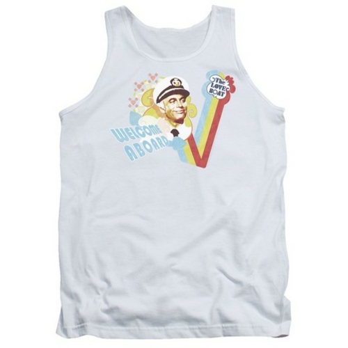 Trevco Love Boat-Welcome Aboard - Adult Tank Top - White, Small