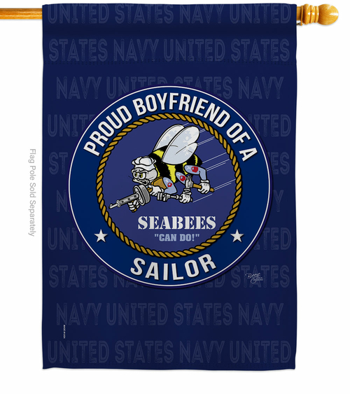 Breeze Decor H108512-BO Seabees Proud Boyfriend Sailor House Flag Arme