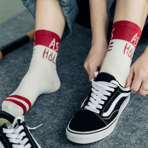 Women short socks  summer  harajuku letters