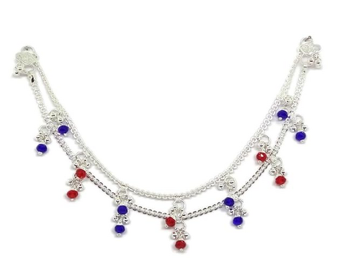 Women's Silver Plated Anklet Pair for Wedding Cultural Events Everyday