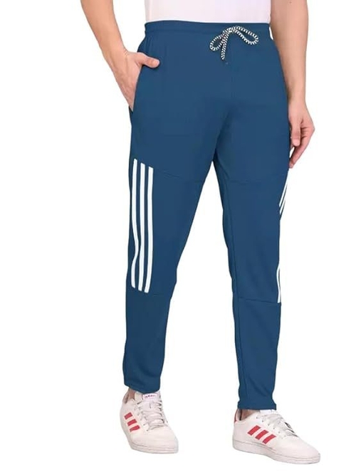 Main Men's Teal Blue Lycra Full Elastic Sport Wear Stretchable Track Pant image