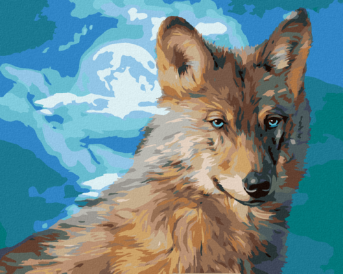 Zuty - Paint by Numbers – WOLF IN THE LIGHT OF THE FULL MOON (CAROL