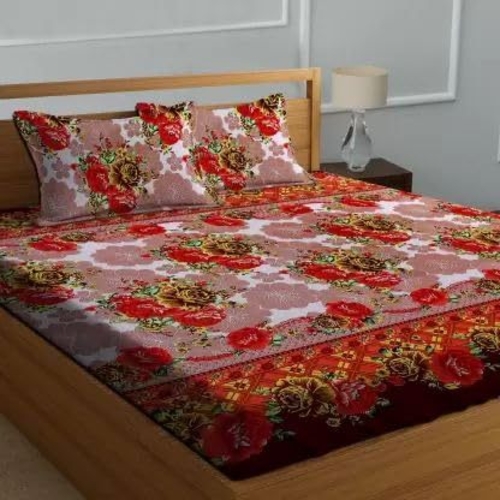 Microfibre Double 3D Luxury Bedsheet with 2 Pillow Covers - Size(90x90