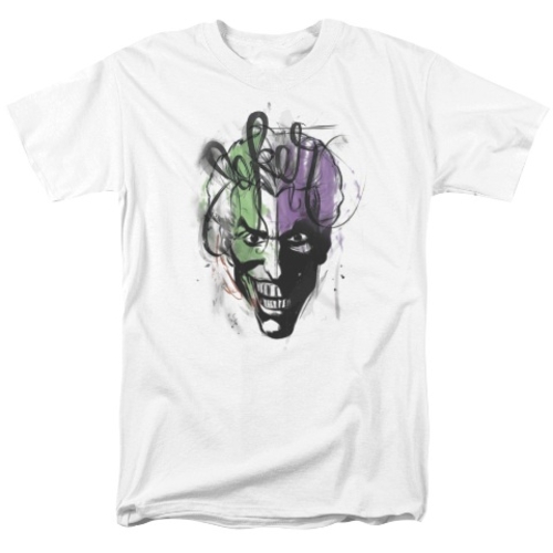 Trevco Batman-Joker Airbrush - Short Sleeve Adult 18-1 Tee - White&#44