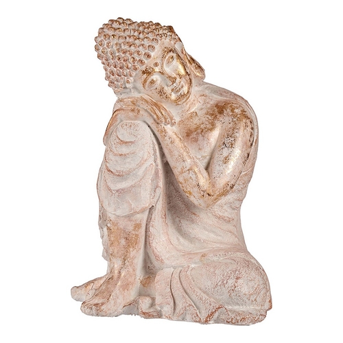 Decorative Garden Figure Buddha White/Gold Polyresin (35,5 x 54,5 x 42