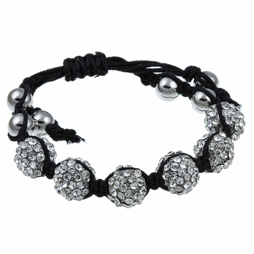 Zircomania 622B-0029R Pave Crystal Beaded Macrame Adjustable Bracelet 