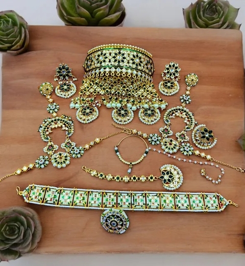 Green Premium Jewellery Combo Set For Women