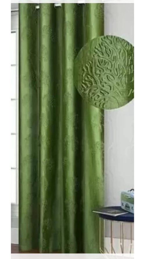 Fab Flower Patch Printed Curtains  Size 7ft. Color GREEN