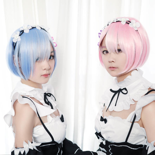 High Quality Ombre Color Wigs Re zero Ram Rem