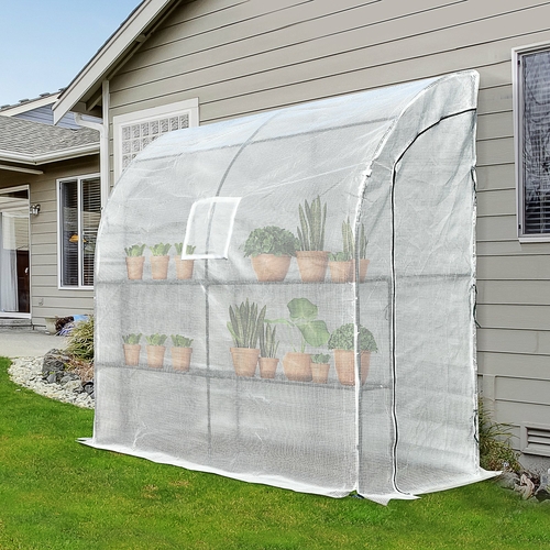 Outsunny Outdoor Wall Greenhouse Walk-In with Windows and Doors