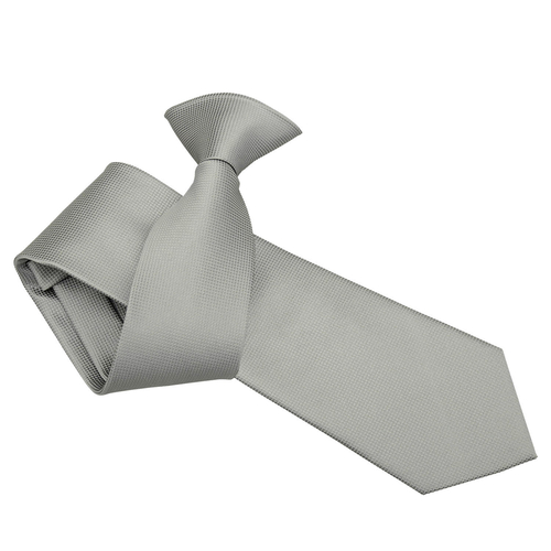 Solid Check Clip On Slim Tie - Silver