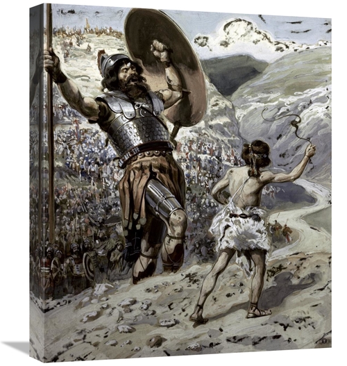 Global Gallery GCS-280275-22-142 22 in. David Slings the Stone Art Pri