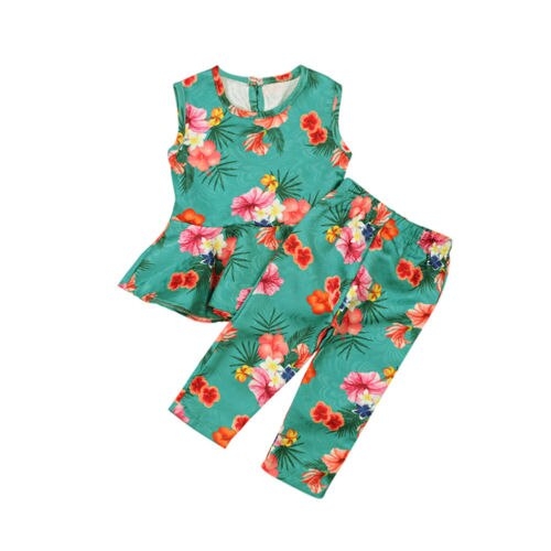 Newborn Baby Girl Floral Suit Sleeveless Tops