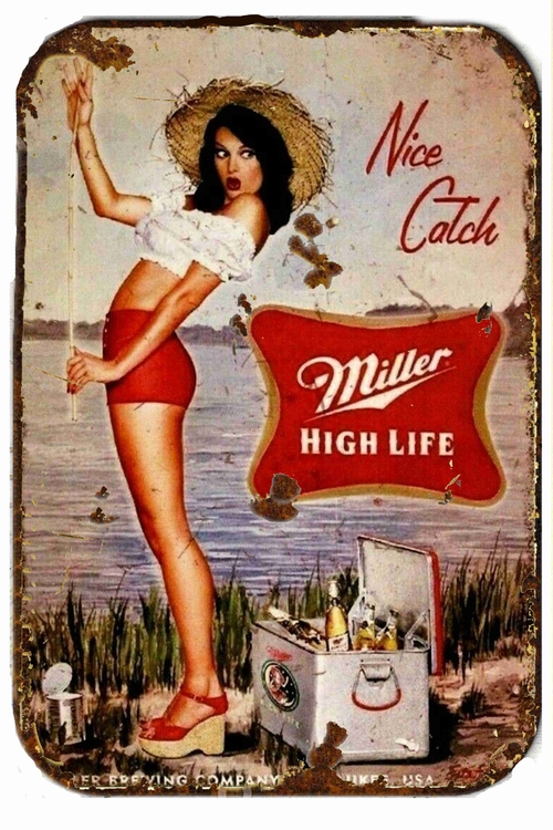 Miller High Lite Beer Metal  8 x 12 inch Tin Sign