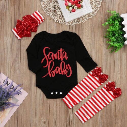 Christmas Newborn Baby Girls Clothes Set Long