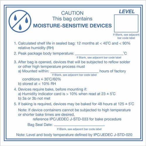 Tape Logic DL1381 4 x 4 in. - Caution Moisture Sensitive Devices Label