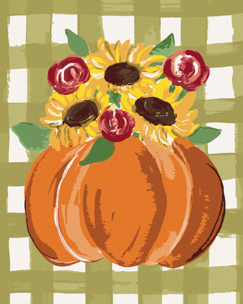Paint by Numbers - ORANGE PUMPKIN AND GINGHAM SUNFLOWER (HALEY BUSH)