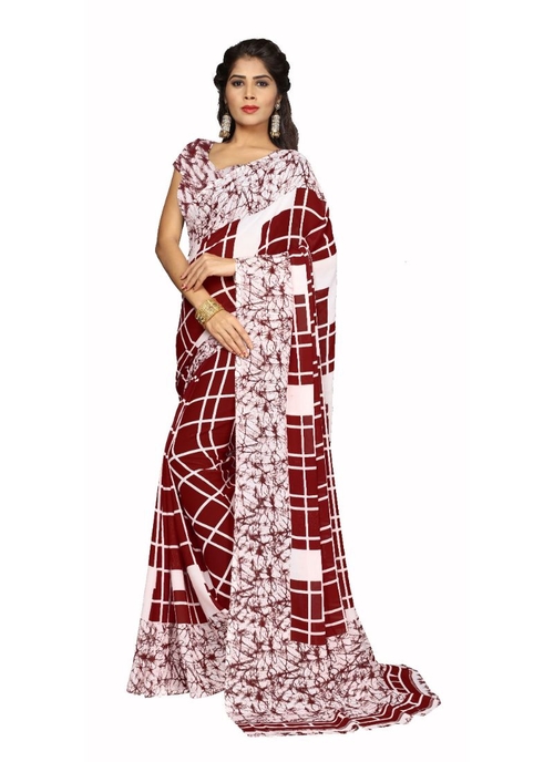Maroon Color Faux Georgette  Saree