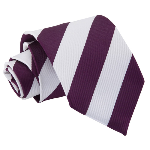 Striped Classic Tie - Purple & White