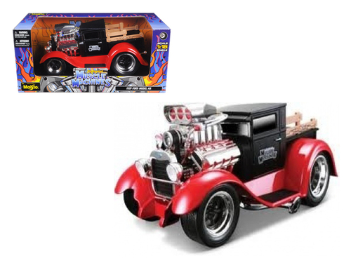 1929 Ford Model AA Matt Black/Red \Muscle Machines\" 1/18 Diecast