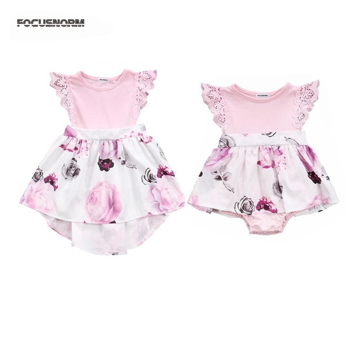 Summer Cute Kids Girls Lace Floral Print Petal