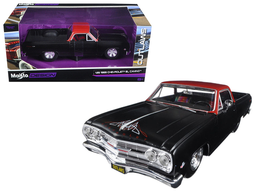 1965 Chevrolet El Camino Matt Black \Outlaws\" 1/25 Diecast Model Car