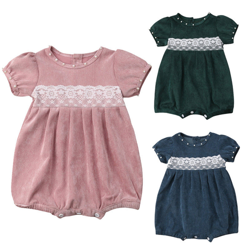Newborn Baby Girls Lace Denim Floral Princess