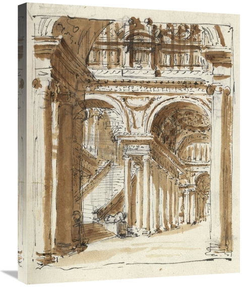 22 x 28 in. Grand Entrance Hall, Italy, 1786 Art Print - Marie